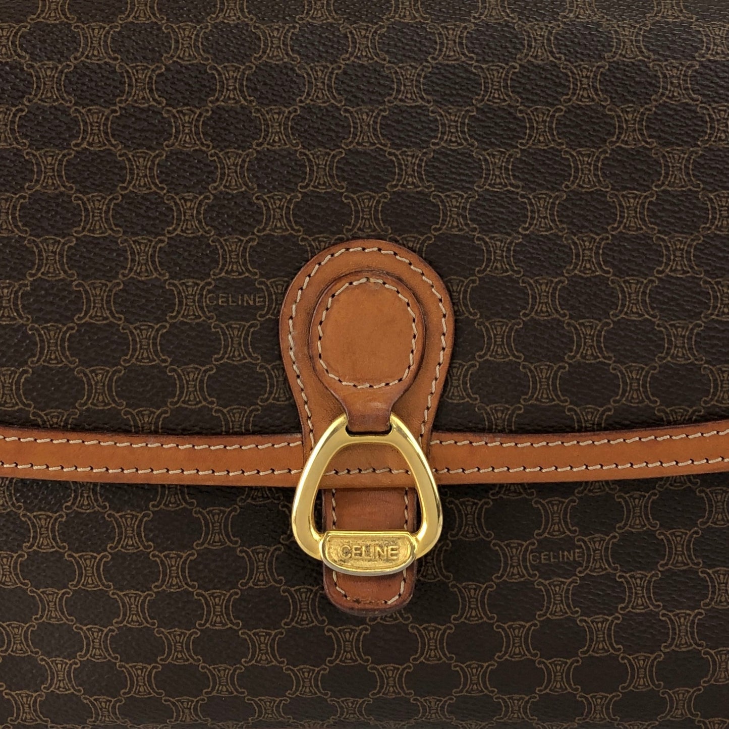 CELINE Macadam Horse Bit Shoulder bag Brown Vintage mcvths
