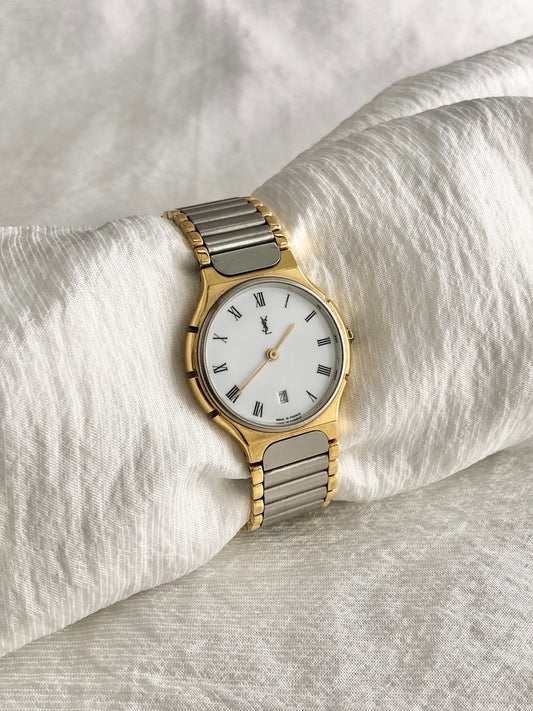 Yves Saint Laurent YSL Logo Watch Silver Vintage 5nc7zu