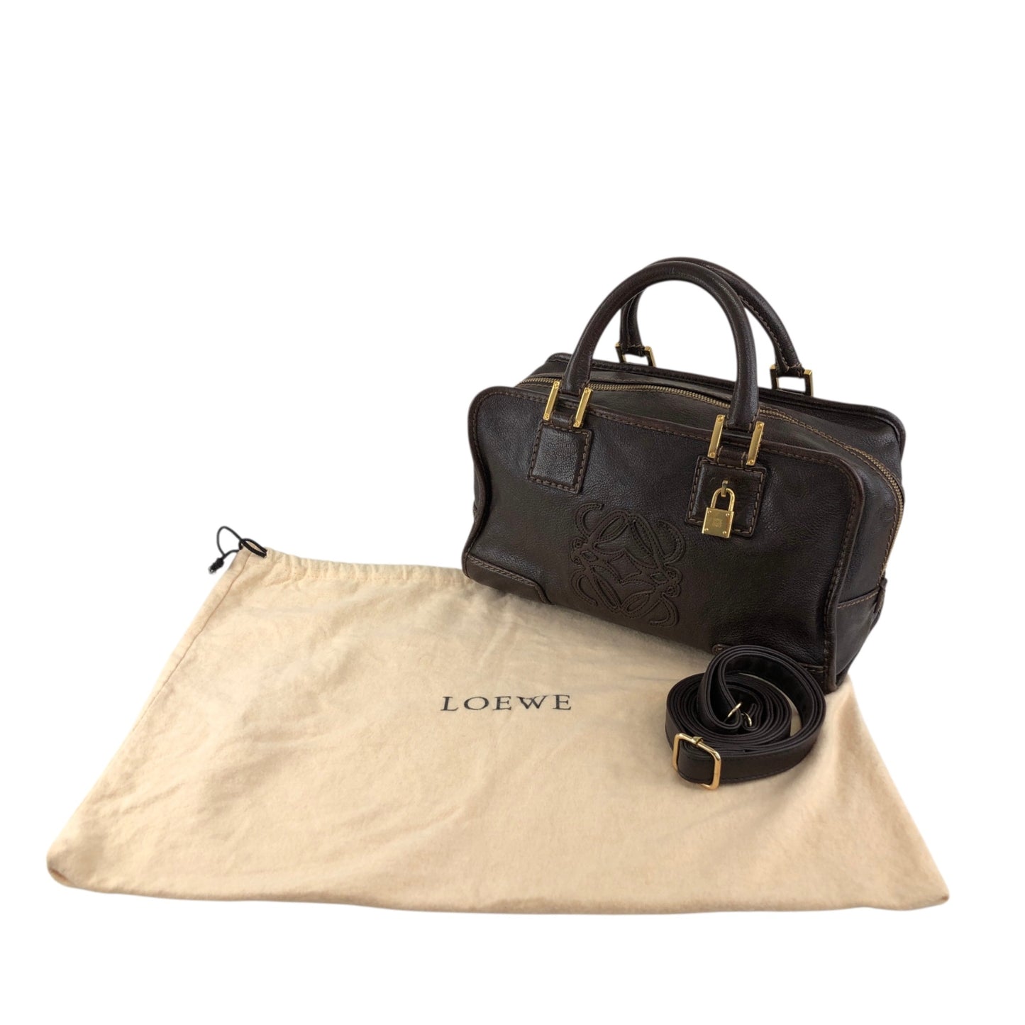 LOEWE Amazona28 Anagram Two-way Small Boston bag Shoulder bag Brown Vintage zey847