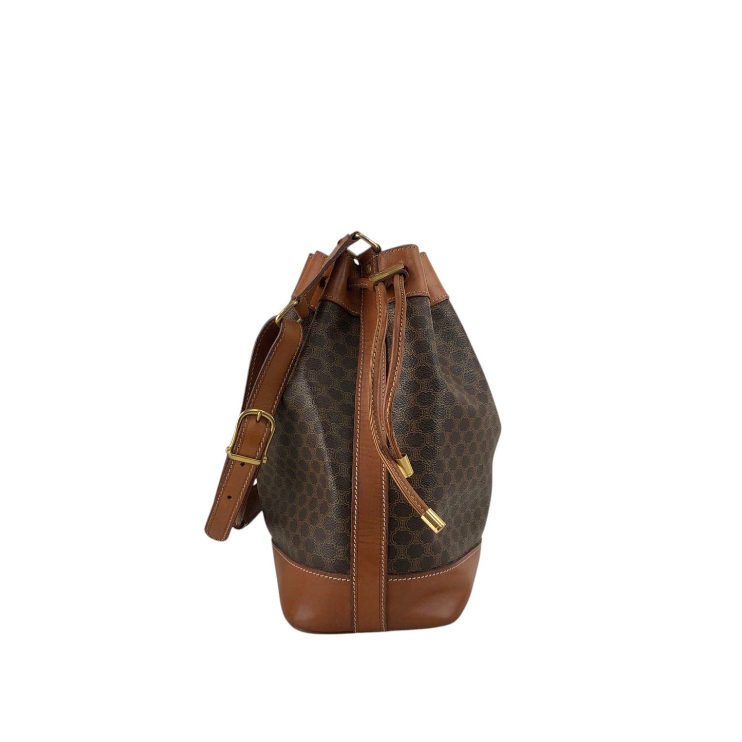 CELINE Macadam Drawstring Shoulder bag Brown Vintage v7knp2