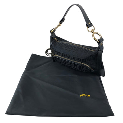 FENDI Zucca Logo Charm Shoulder bag Black Vintage j5ktnr