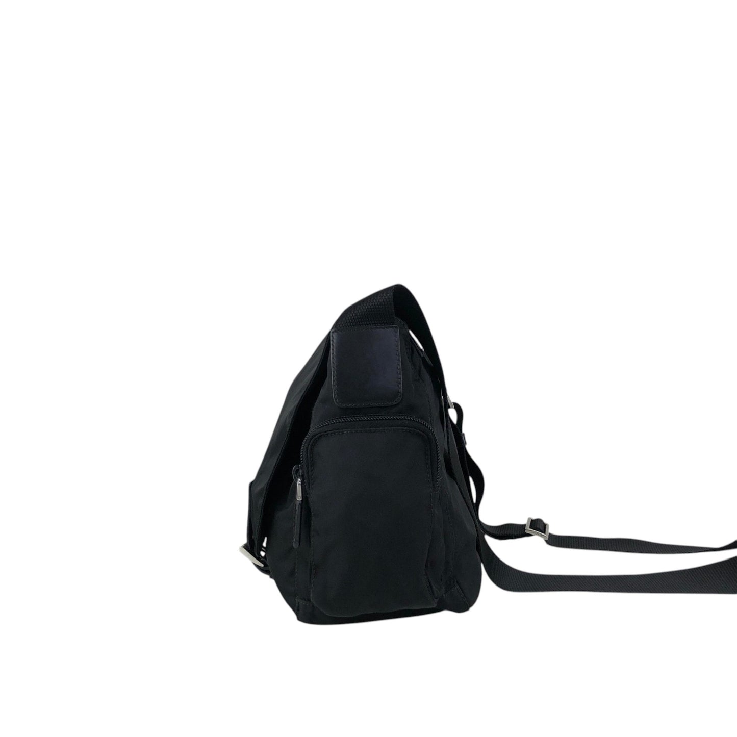 PRADA Tessuto Triangle Logo Side Pocket  Shoulder bag Black Vintage kedmv3