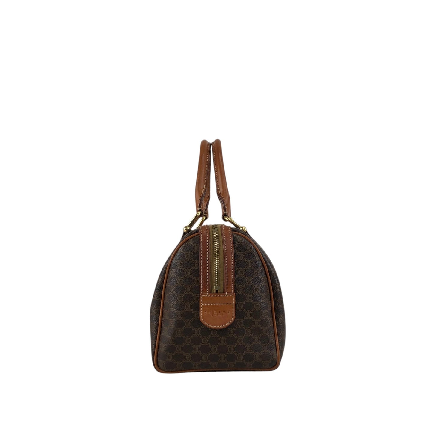 CELINE Macadam Blason Handbag Boston bag Brown Vintage ikwctp