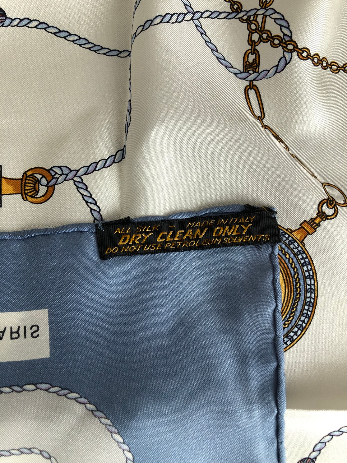 CELINE Scarf White×Navy Vintage ya8g83