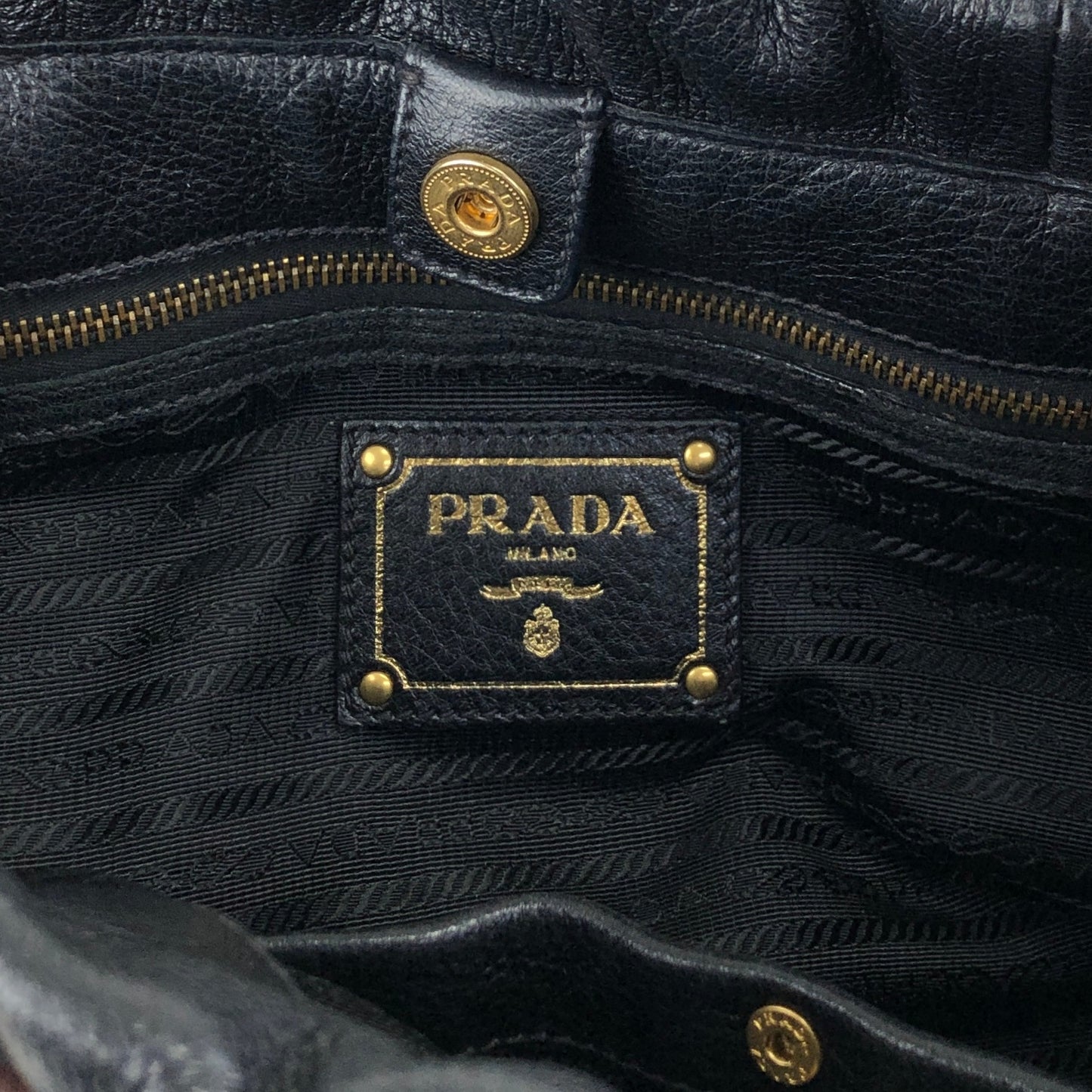 PRADA Logo Handbag Totebag Black Vintage dcjbha