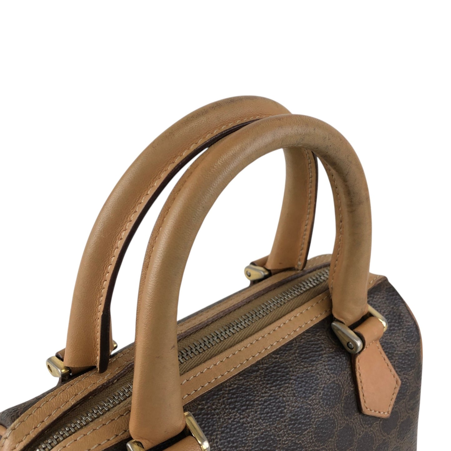 CELINE Macadam Two-way Small Boston bag Shoulder bag Brown Vintage i42xbv