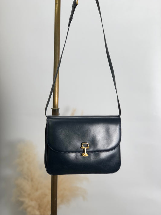 CELINE Carriage Shoulder bag Navy Vintage cj4csv