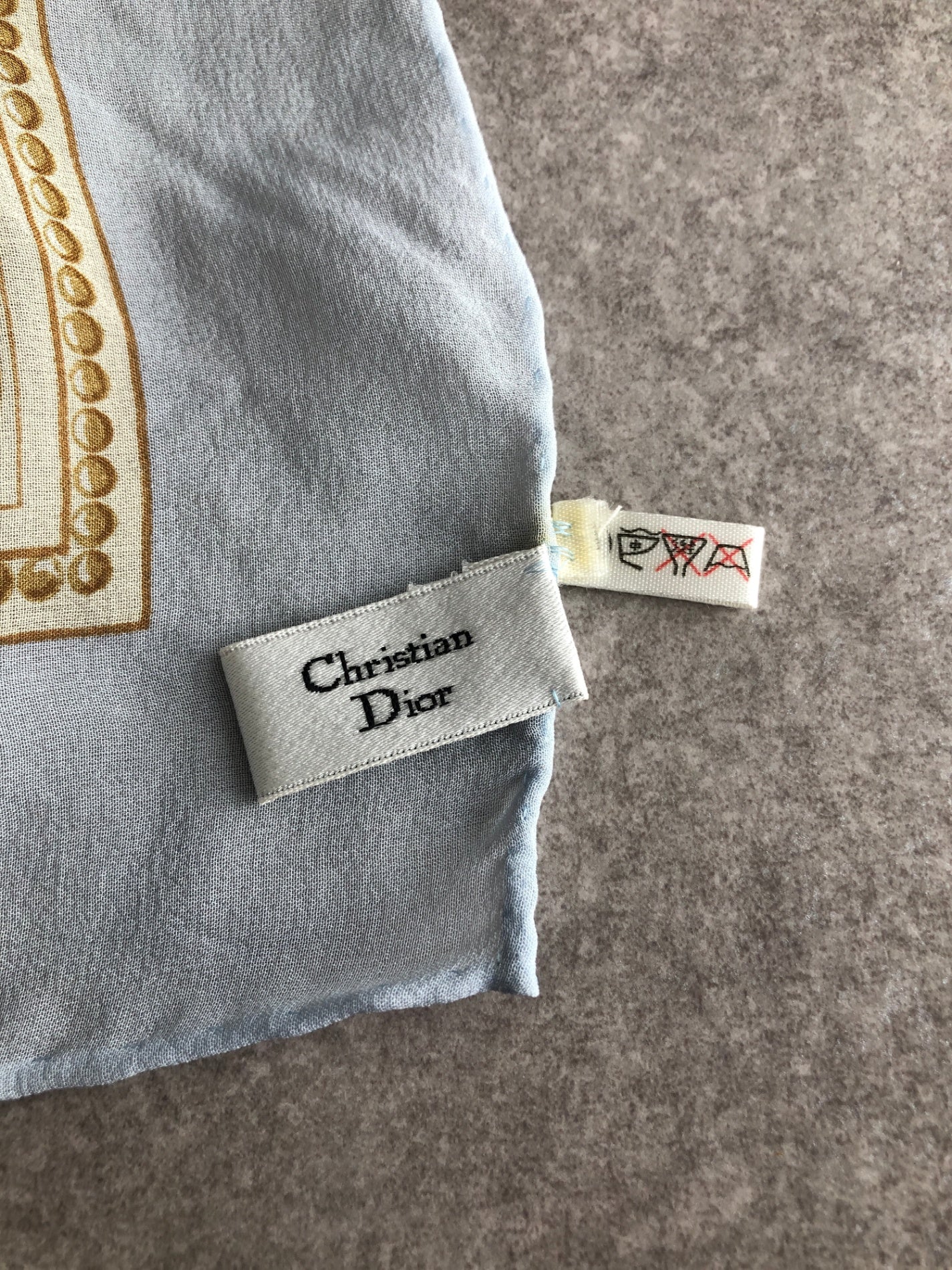 Christian Dior SILK Scarf Sky blue Vintage m55ztg