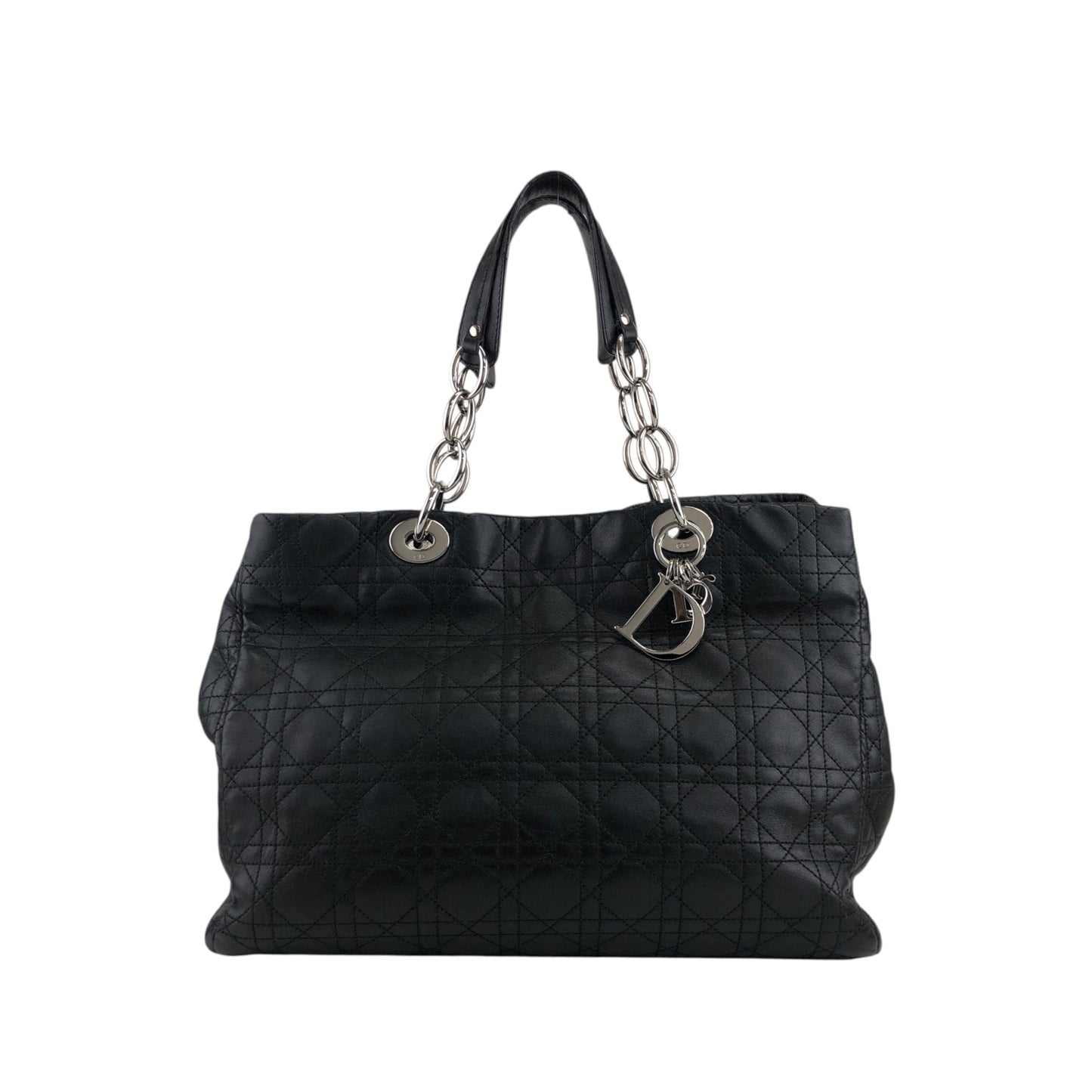 Christian Dior Lady Dior Cannage Charm Totebag Black Vintage niu5pt