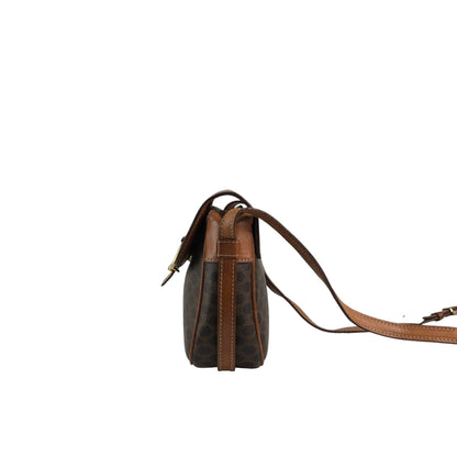 CELINE Macadam Horse Bit Shoulder bag Brown Vintage ydcmjg