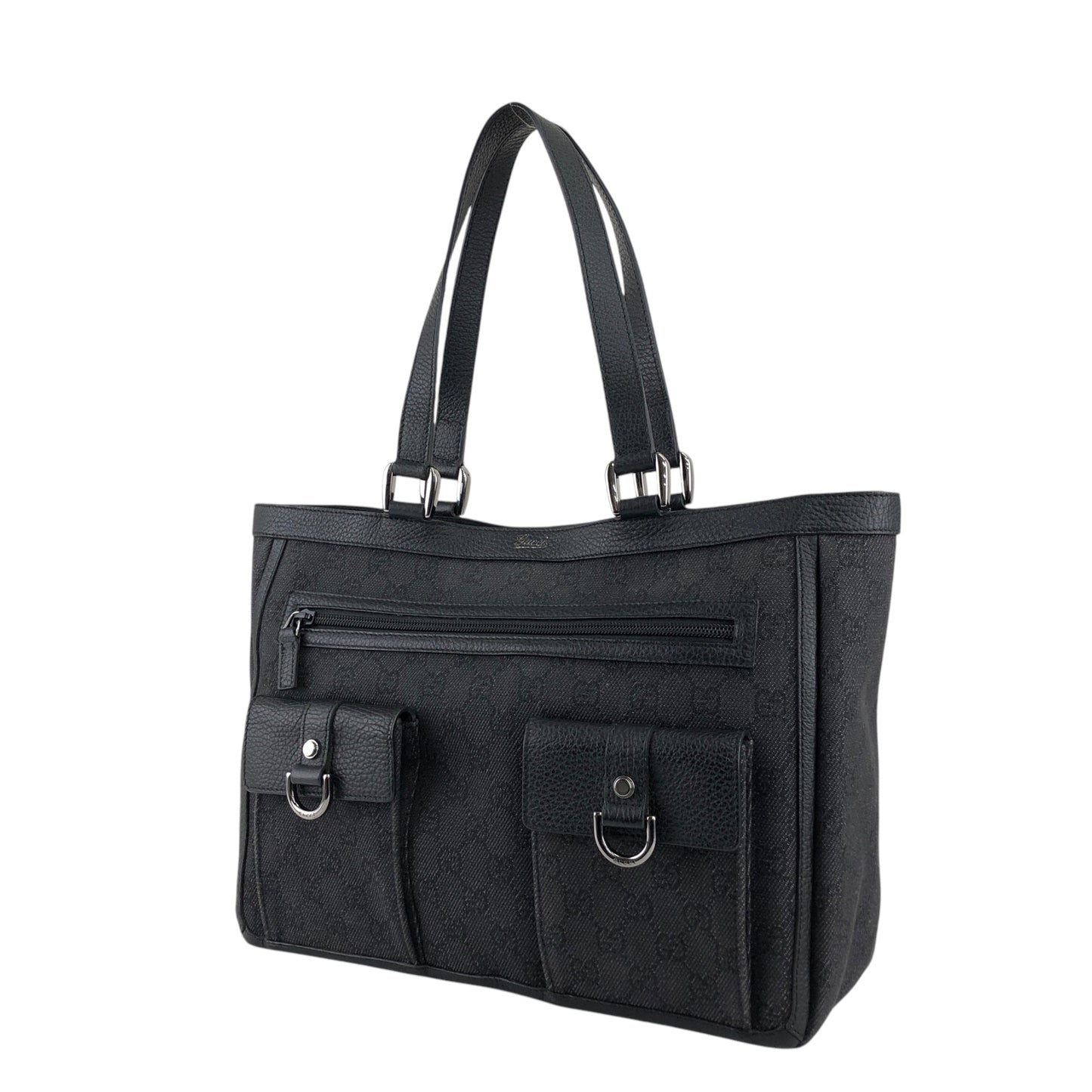 GUCCI GG Canvas Handbag Totebag Black 268639 Vintage jjx8f3