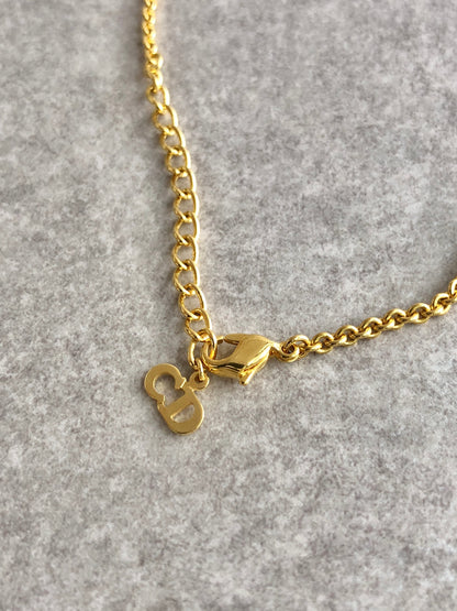 Christian Dior Charm Logo Necklace Gold Vintage 5imhkr