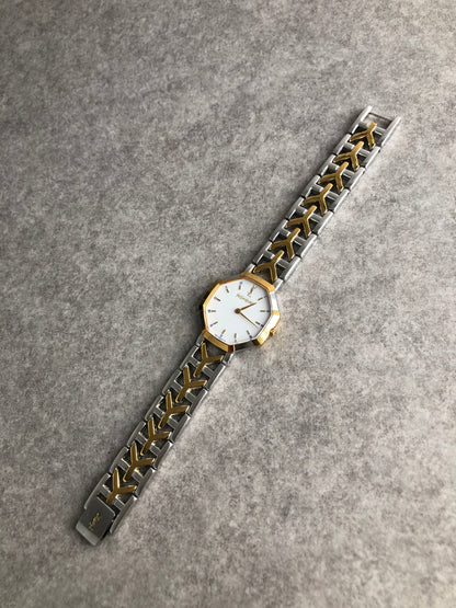 Yves Saint Laurent YSL Logo Quartz Watch Silver×Gold Vintage paum2s