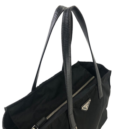 PRADA Triangle Logo Nylon Handbag Black Vintage mhpjft