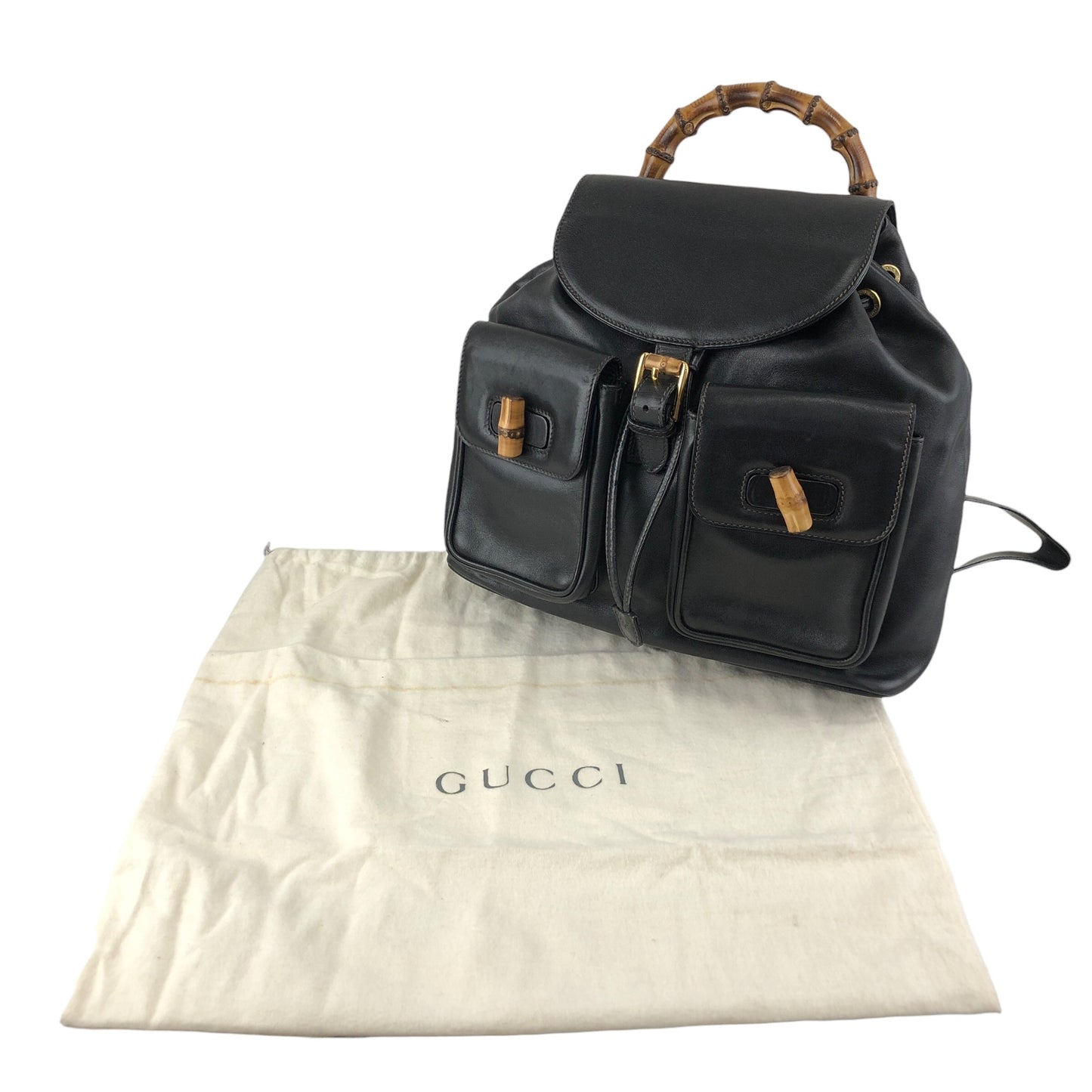 GUCCI Bamboo Backpack Black Vintage 38shhu
