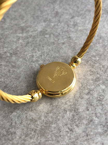 GUCCI Logo Bangle Quartz Watch Gold 2700L.2.L Vintage ssija3