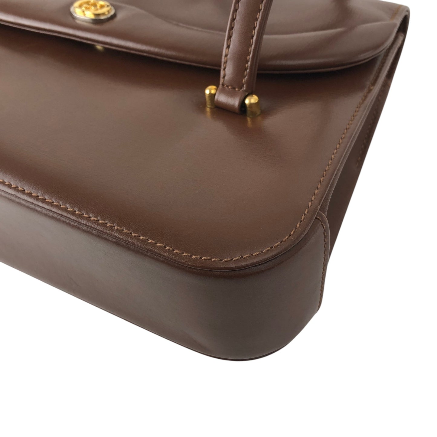 GUCCI GG Flap Handbag Brown Vintage auy3z2