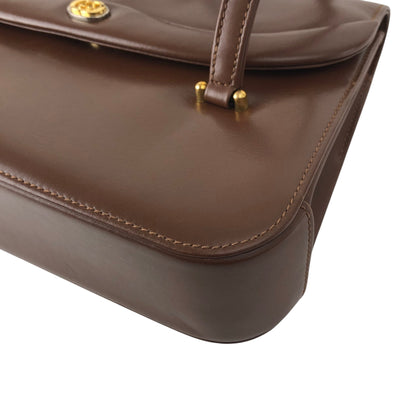 GUCCI GG Flap Handbag Brown Vintage auy3z2