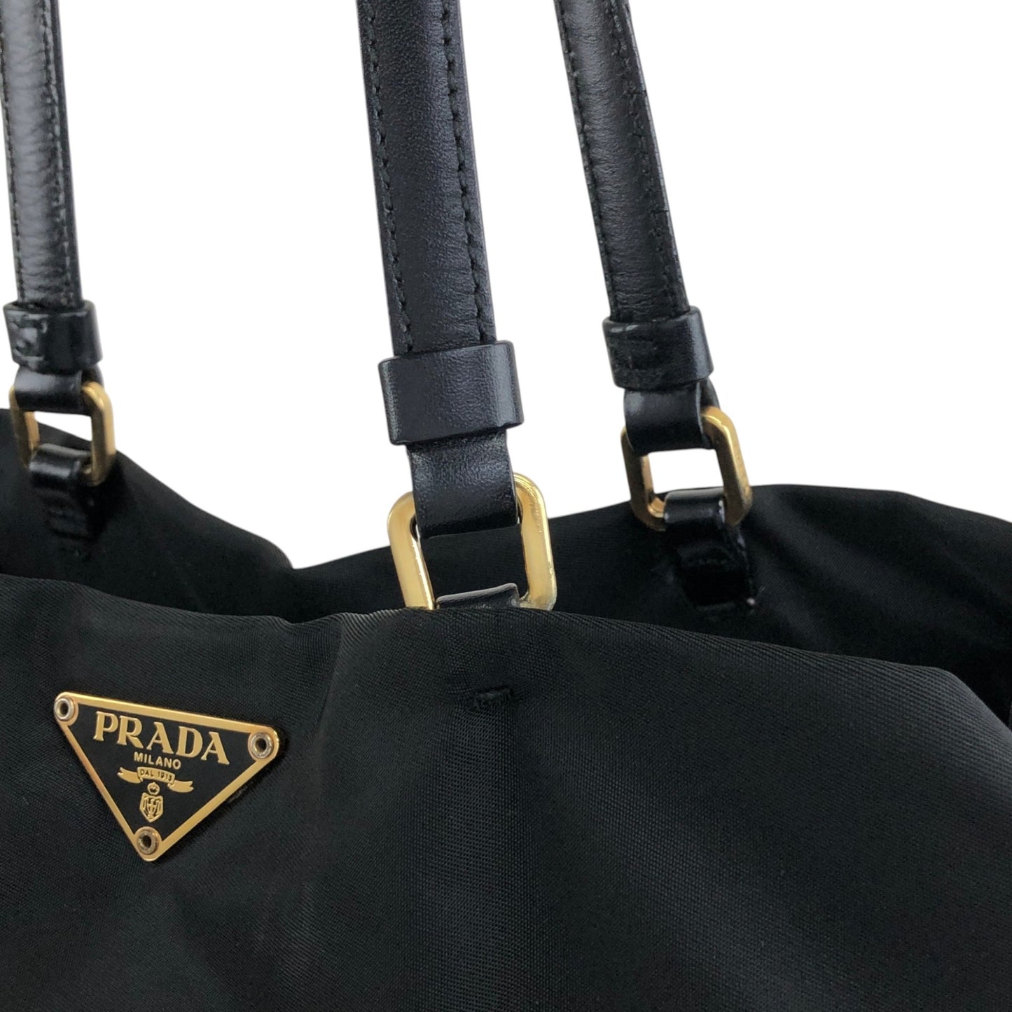 PRADA Tessuto Triangle Logo Handbag Totebag Black Vintage p8z2vd