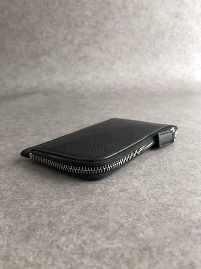 PRADA Logo Embossed Coin Purse Black Vintage ui5iej