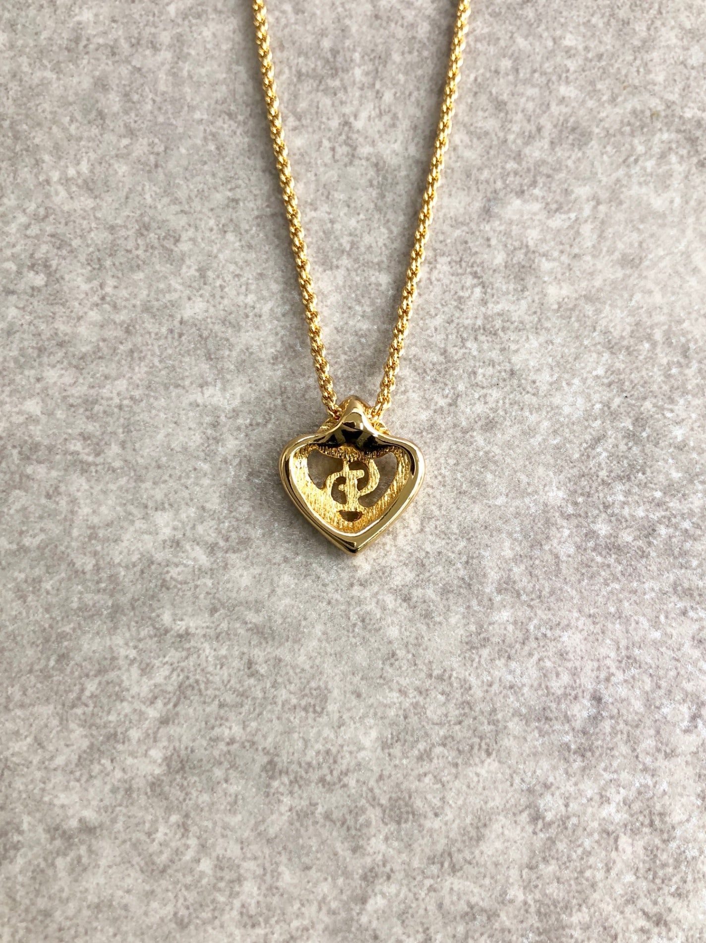 Christian Dior CD Logo Heart Motif Necklace Gold Vintage zck2u4