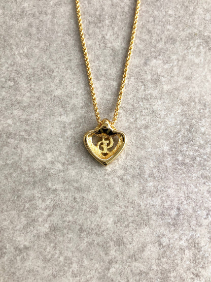 Christian Dior CD Logo Heart Motif Necklace Gold Vintage zck2u4