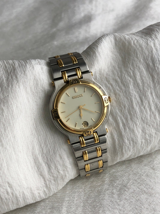 GUCCI Watch Silver×Gold 9000M Vintage tzfvjs