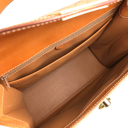 CELINE Macadam Gancini Top Handle Handbag Beige Vintage 7t3nty