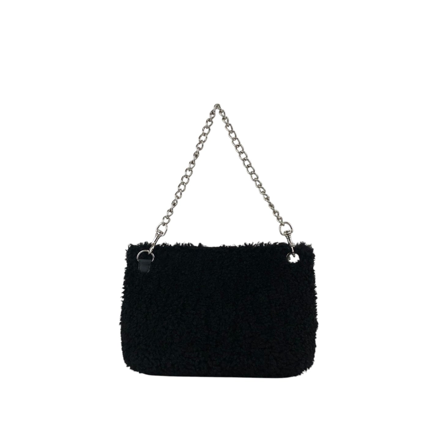 FENDI Logo Chain Handbag Black Vintage c34f5u
