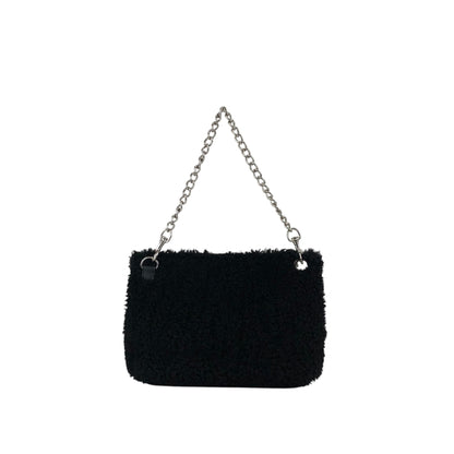 FENDI Logo Chain Handbag Black Vintage c34f5u