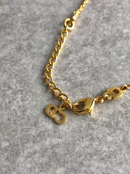 Christian Dior Logo Motif Necklace Gold Vintage 8injsr