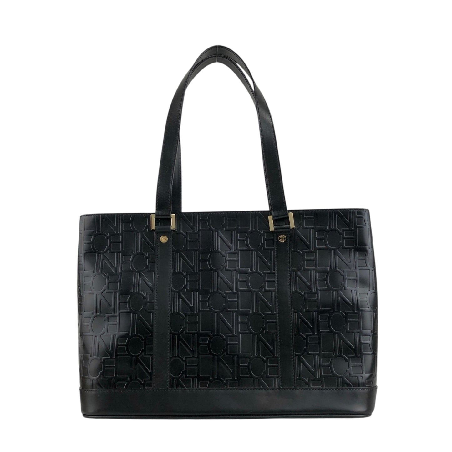 CELINE Logo Embossed Handbag Black Vintage za7ghz