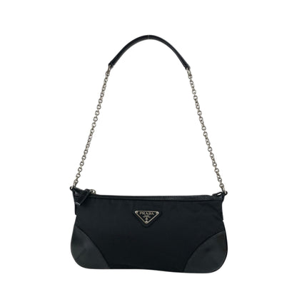 PRADA Triangle Logo Chain Shoulder bag Black Vintage 3m6ggr