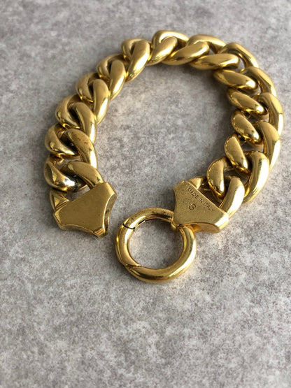 CELINE Logo Chain Bracelet Gold Vintage 3iad2y