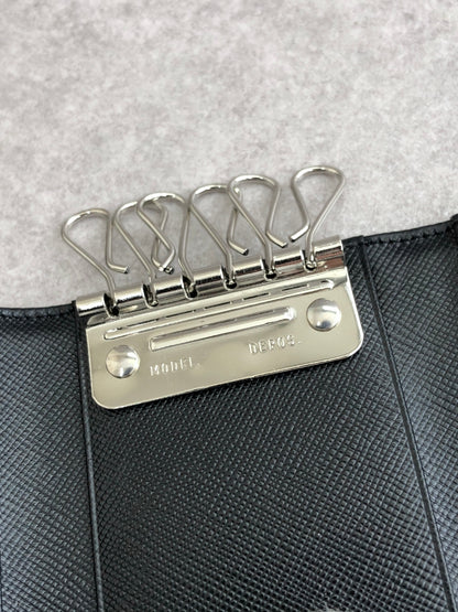 PRADA Tessuto Triangle Logo Key Case Black M222 Vintage i6mts6
