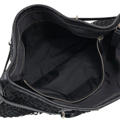 PRADA Tessuto Triangle Logo Shoulder bag Black Vintage 7hmnip