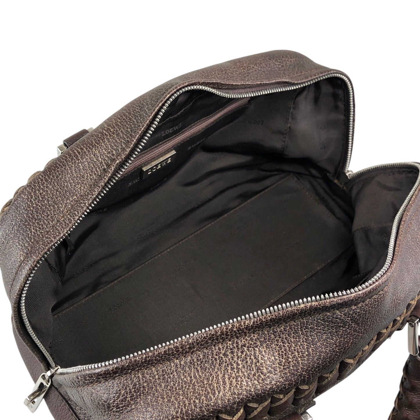 LOEWE Amazona28 Anagram Handbag Boston bag Brown Vintage rd4izx