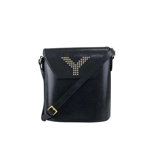 Yves Saint Laurent Logo Stitch Shoulder bag Black Vintage umrsfj