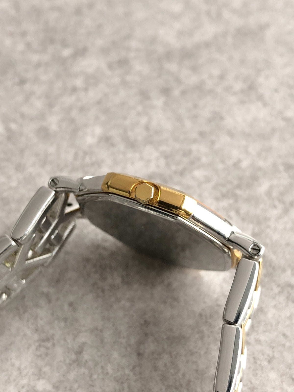 Yves Saint Laurent YSL Logo Quartz Watch Silver×Gold Vintage paum2s