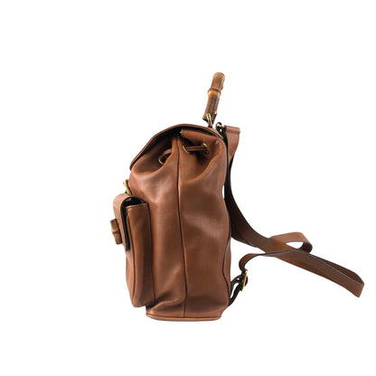 GUCCI Bamboo Turn Lock Double Pocket Backpack Brown Vintage sdazp3