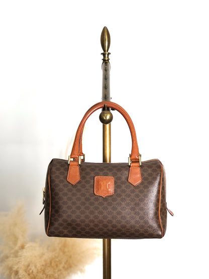 CELINE Macadam Blason Handbag Boston bag Brown Vintage u6p2h4