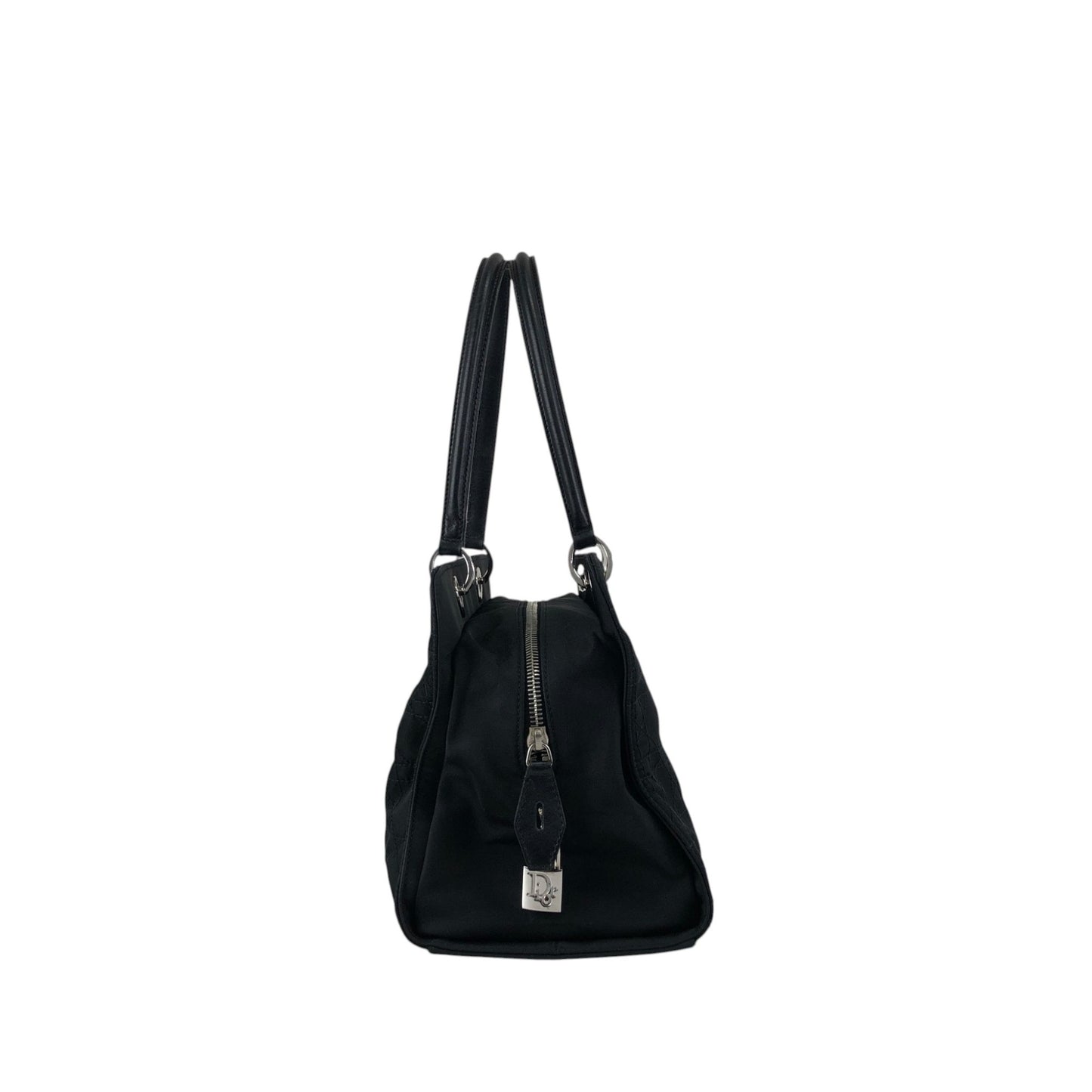 Christian Dior Cannage Logo Charm Handbag Black Vintage bceacw