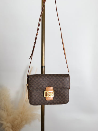 CELINE Macadam Horse Carriage Shoulder bag Brown Vintage dccdnx