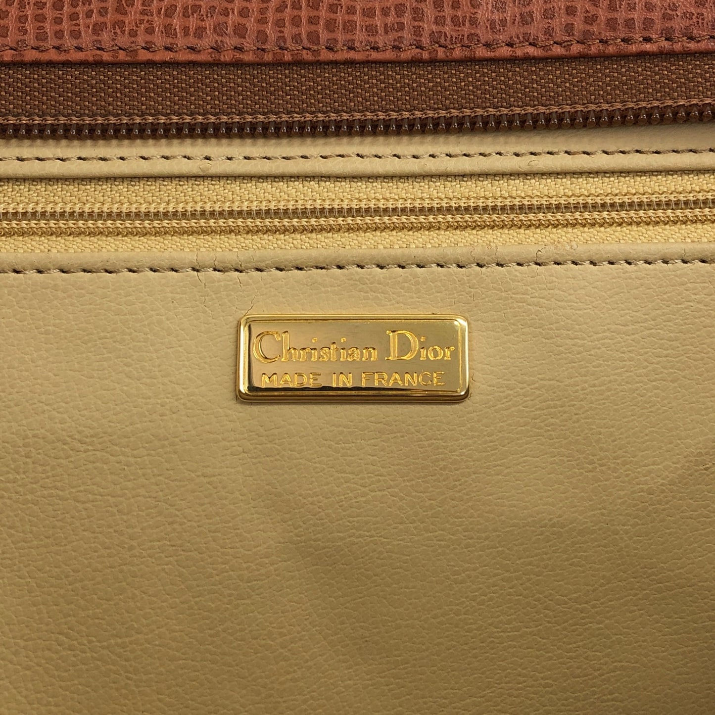 Christian Dior CD Logo Handbag Totebag Brown Vintage 3xpns8