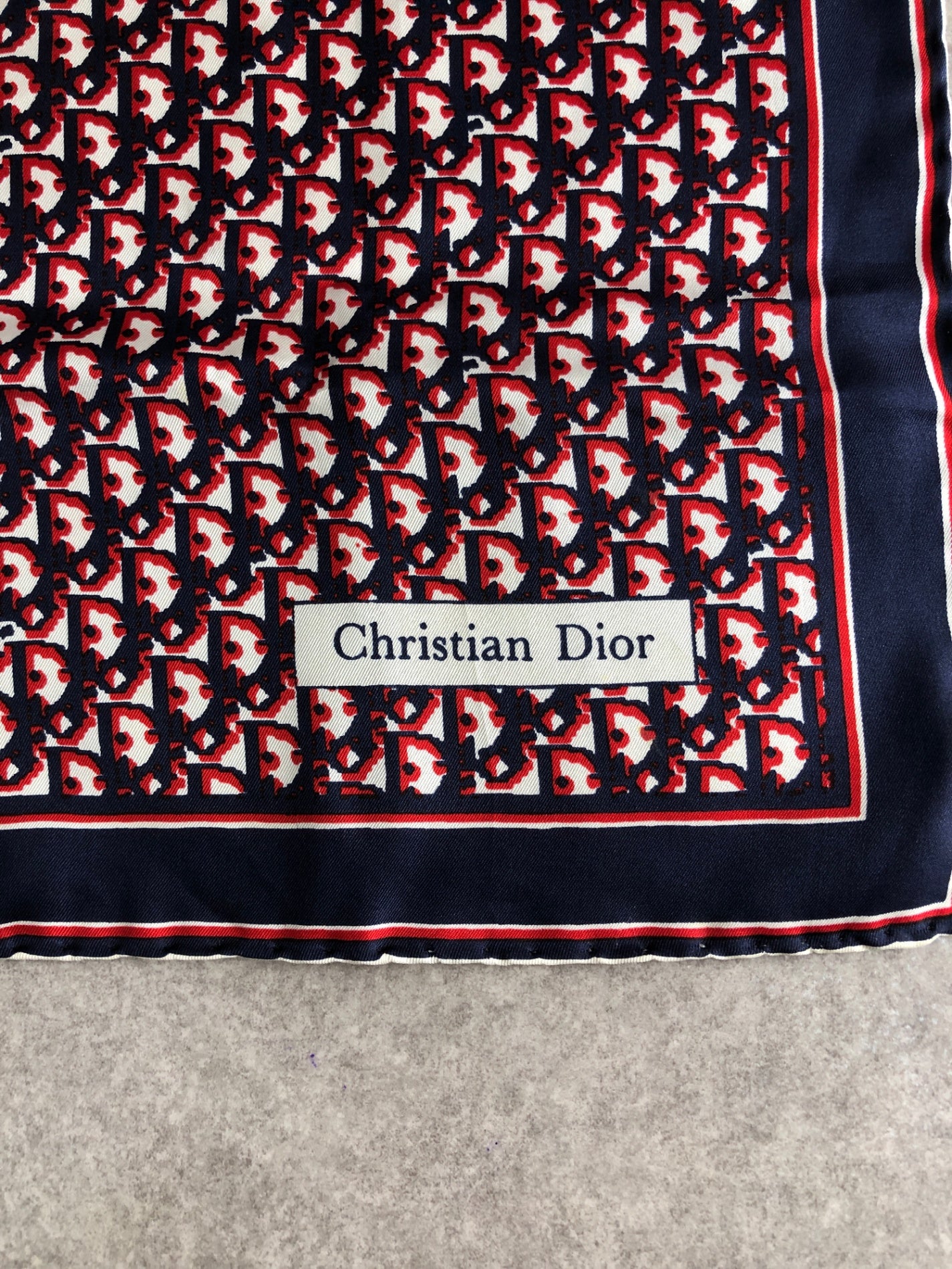 Christian Dior Trotter SILK Scarf Red×Blue Vintage he7egi