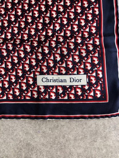 Christian Dior Trotter SILK Scarf Red×Blue Vintage he7egi