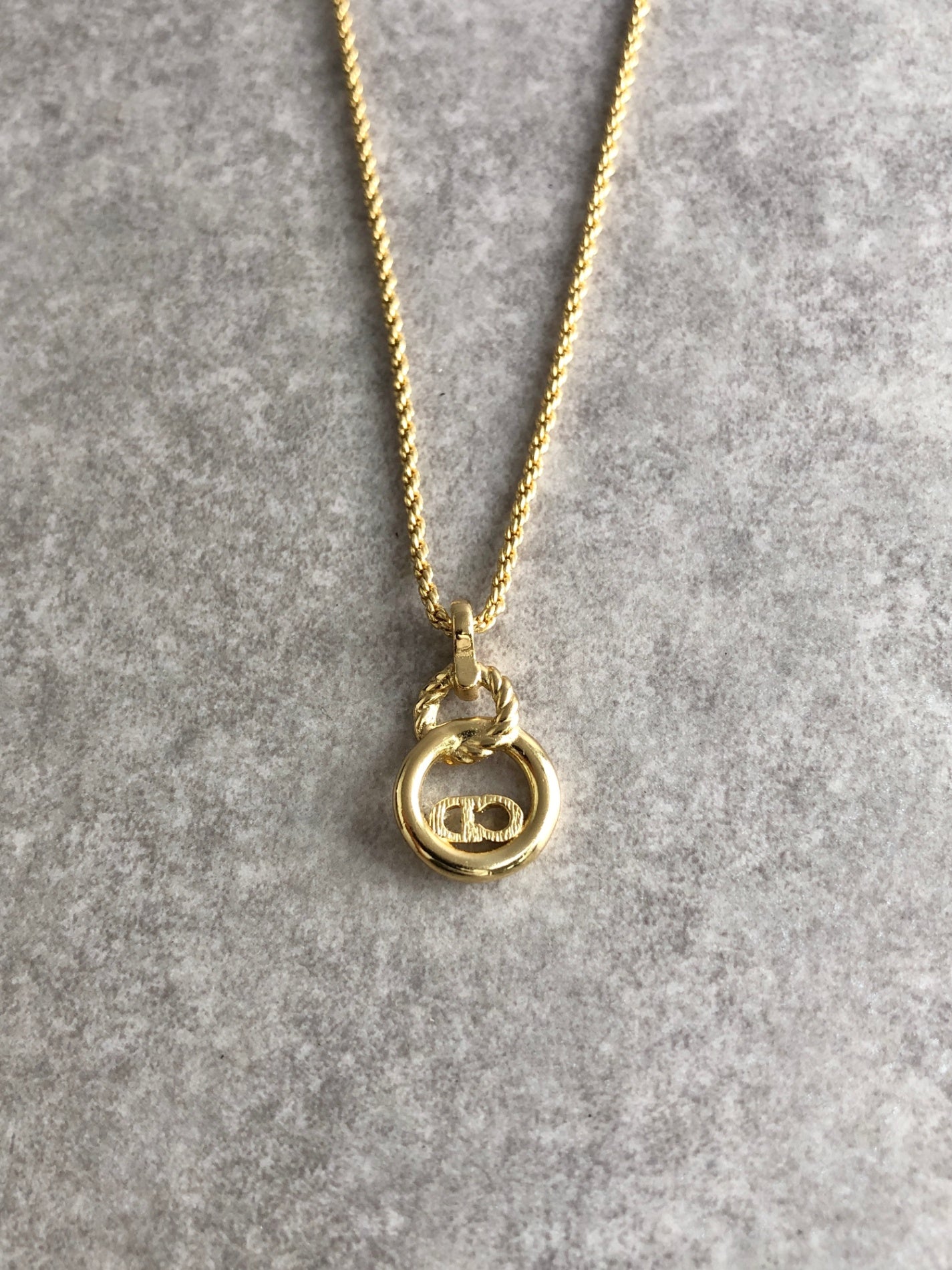 Christian Dior CD Logo Necklace Gold Vintage gsh6yh