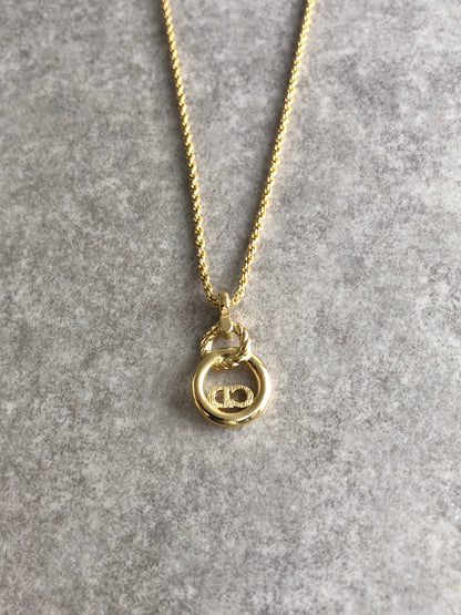 Christian Dior CD Logo Necklace Gold Vintage gsh6yh