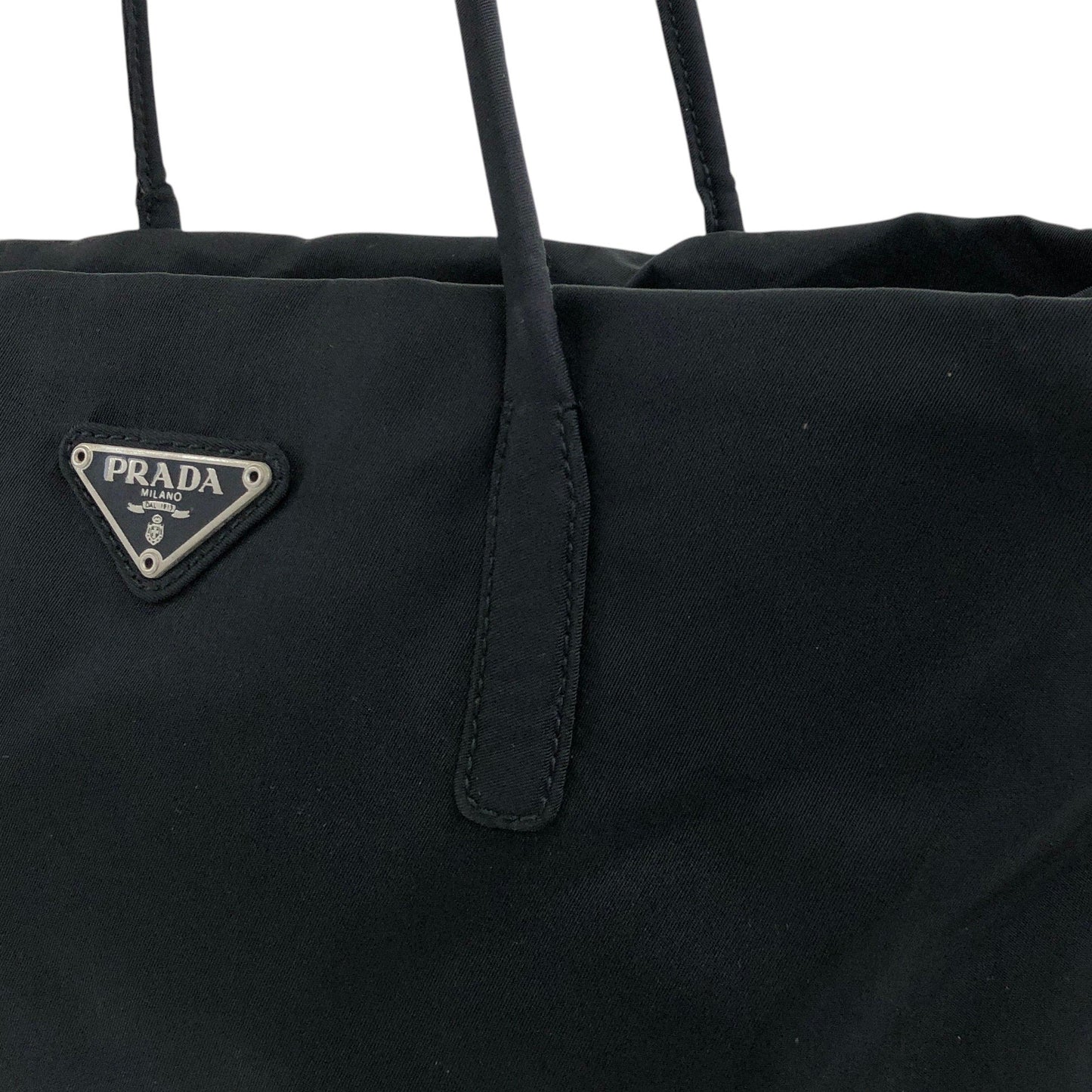 PRADA Tessuto Triangle Logo Handbag Totebag Black Vintage 6skxyh