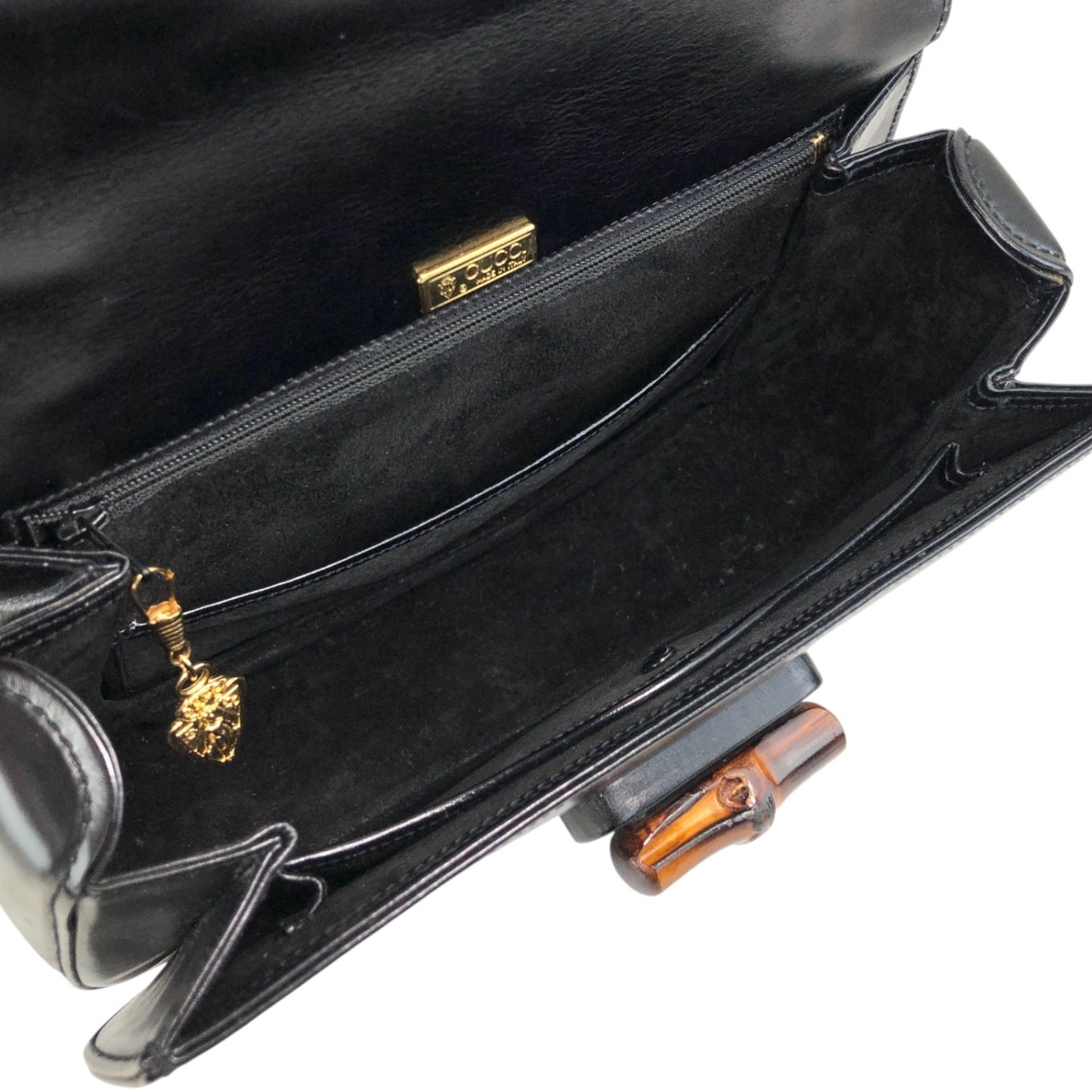 GUCCI Bamboo Turn Lock Handbag Black Vintage 57imw4